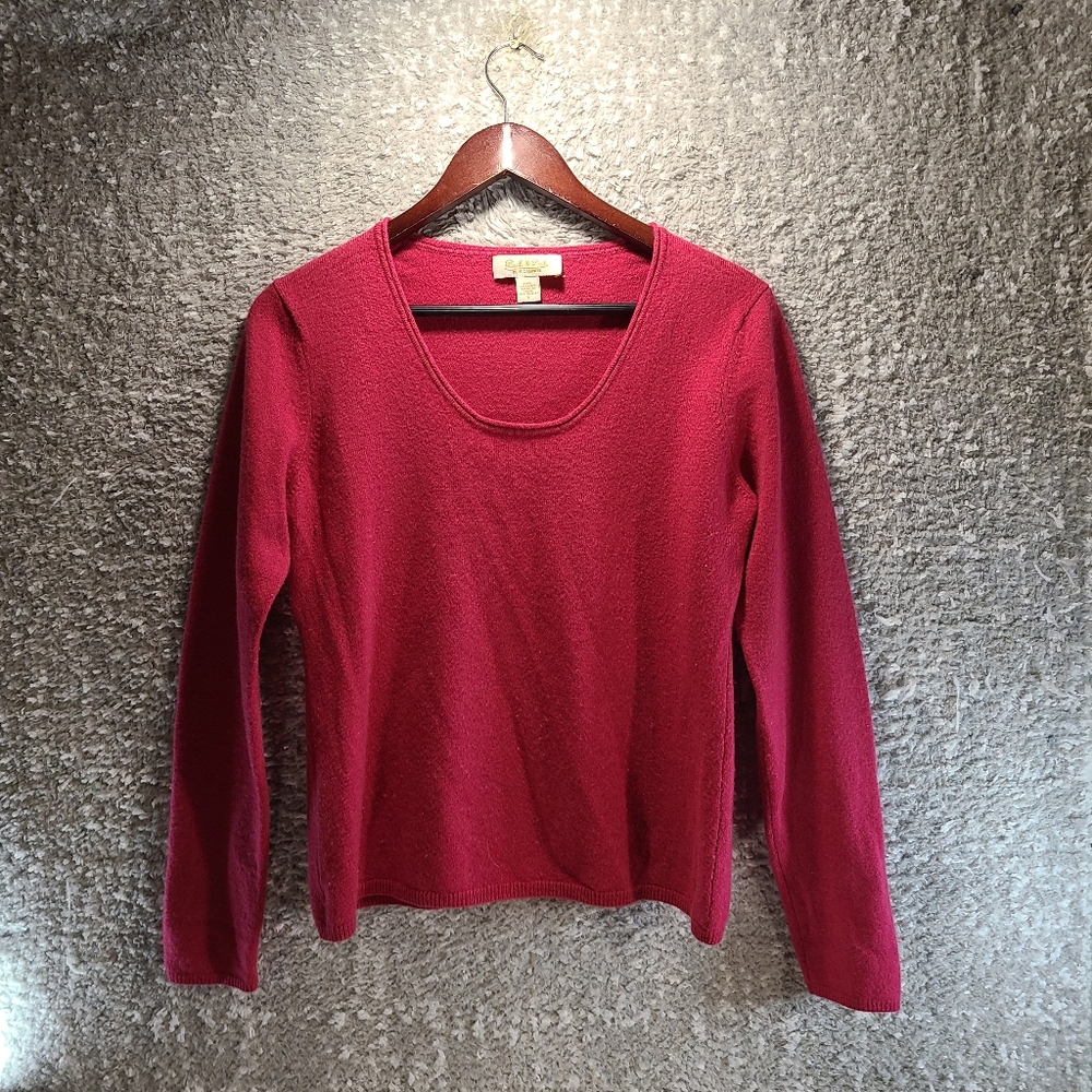 Peck & Peck Womens Sweater Large Pure Cashmere Long Sleeve Round Neck Pink